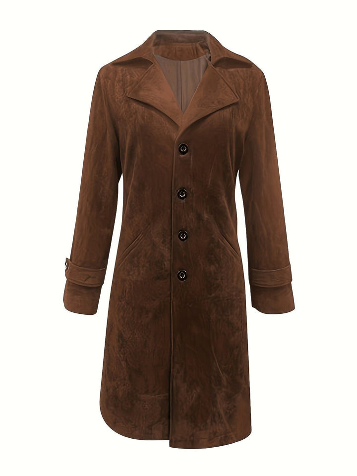 Naomi | Women's Suede Longline Coat with Lapel
