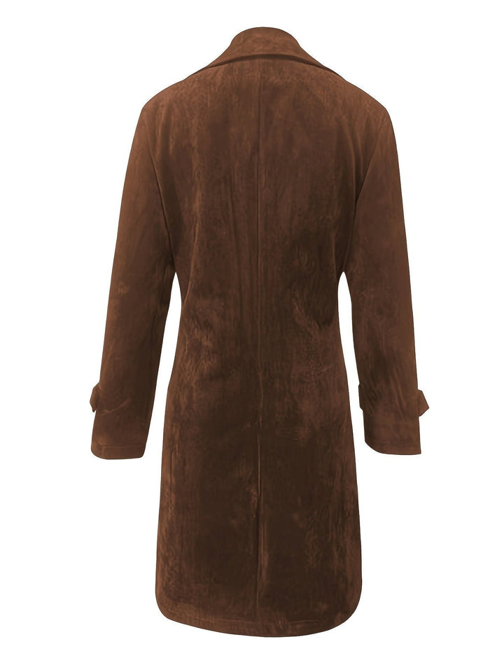 Naomi | Women's Suede Longline Coat with Lapel