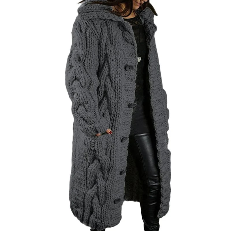 Belen | Women's Chunky Cable Knit Hooded Cardigan