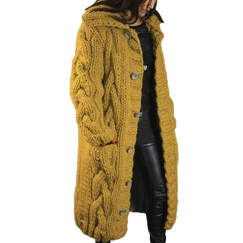 Belen | Women's Chunky Cable Knit Hooded Cardigan