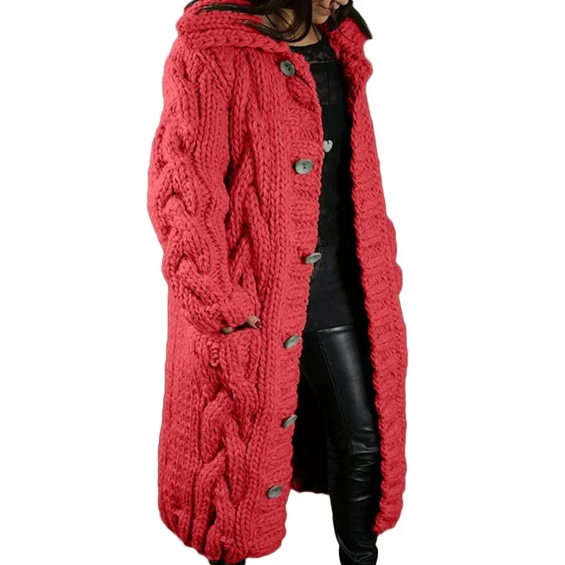 Belen | Women's Chunky Cable Knit Hooded Cardigan