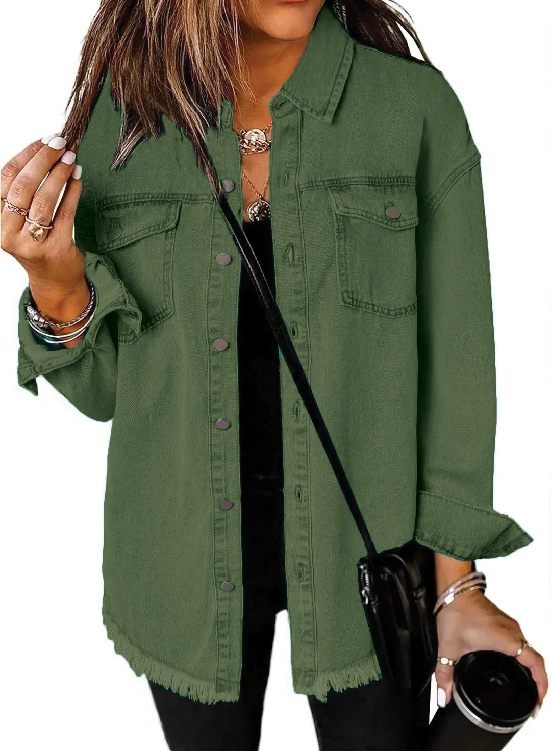 Zefira | Women's Oversized Button-Down Denim Shirt Jacket