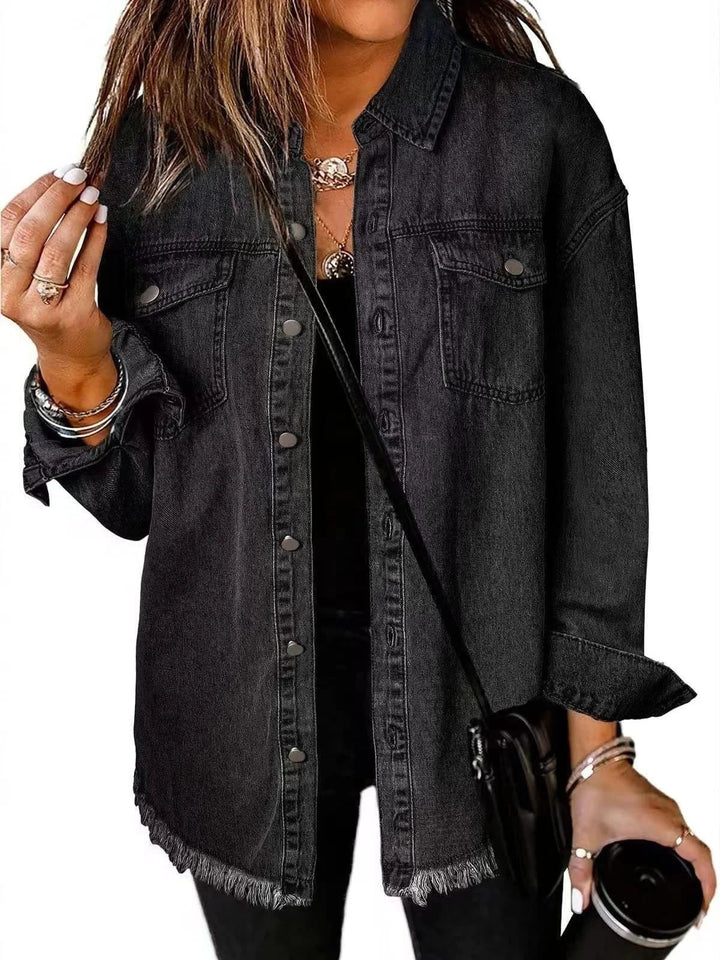 Zefira | Women's Oversized Button-Down Denim Shirt Jacket