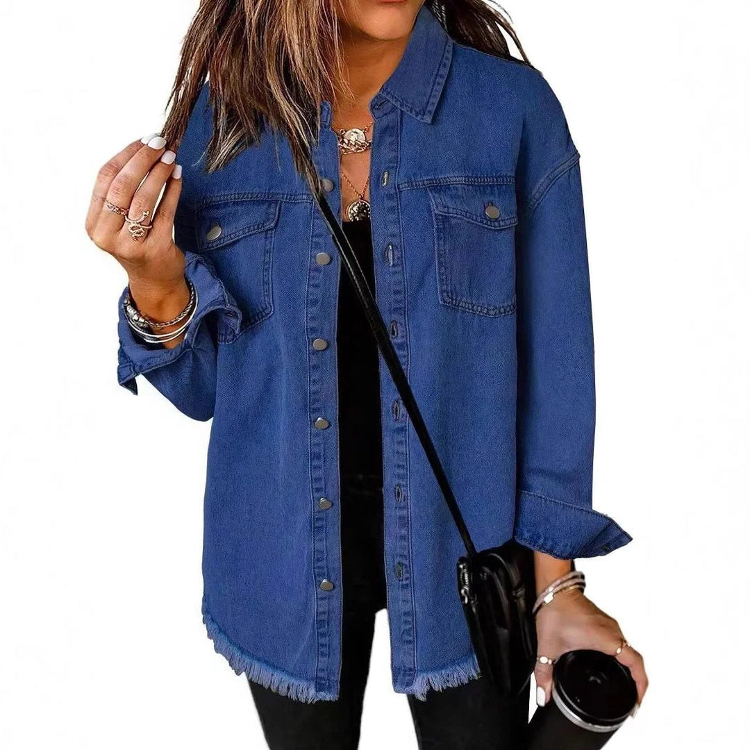 Zefira | Women's Oversized Button-Down Denim Shirt Jacket
