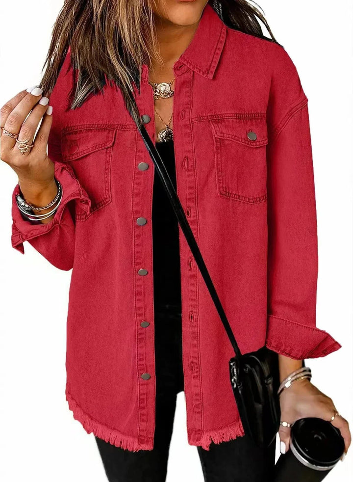 Zefira | Women's Oversized Button-Down Denim Shirt Jacket