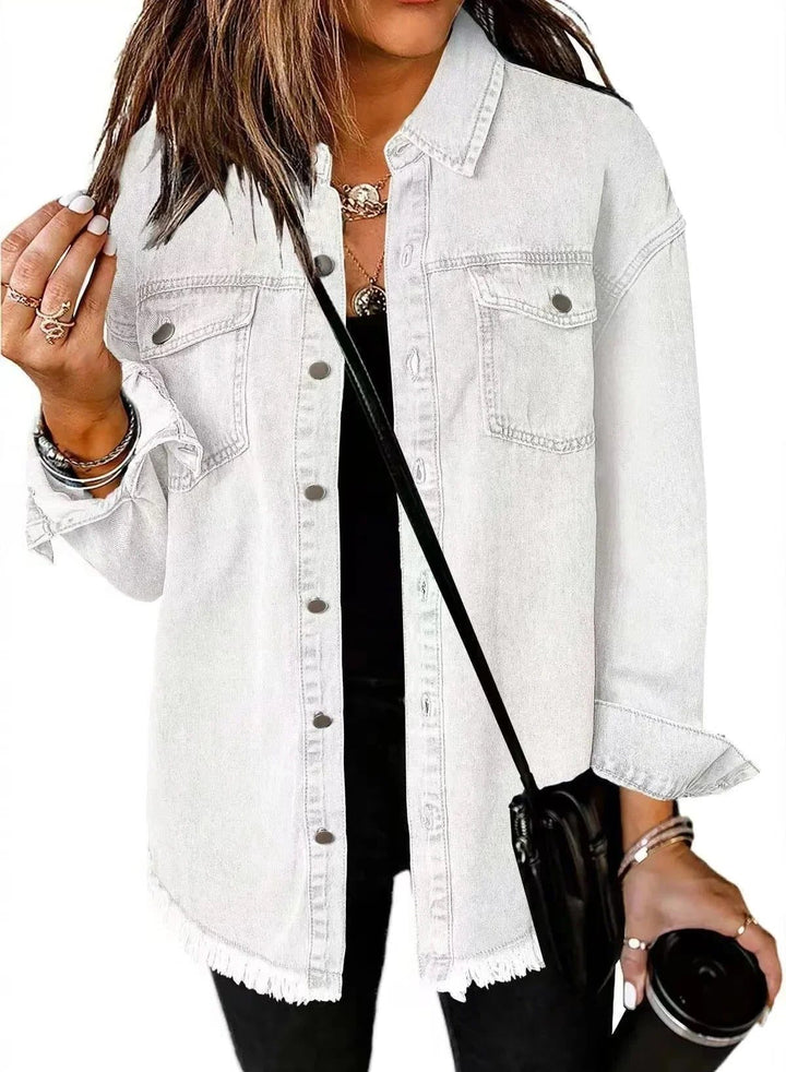 Zefira | Women's Oversized Button-Down Denim Shirt Jacket