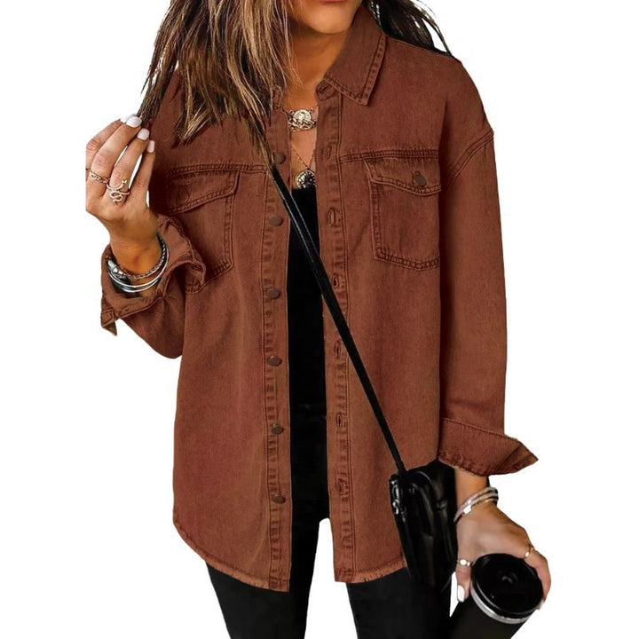 Zefira | Women's Oversized Button-Down Denim Shirt Jacket