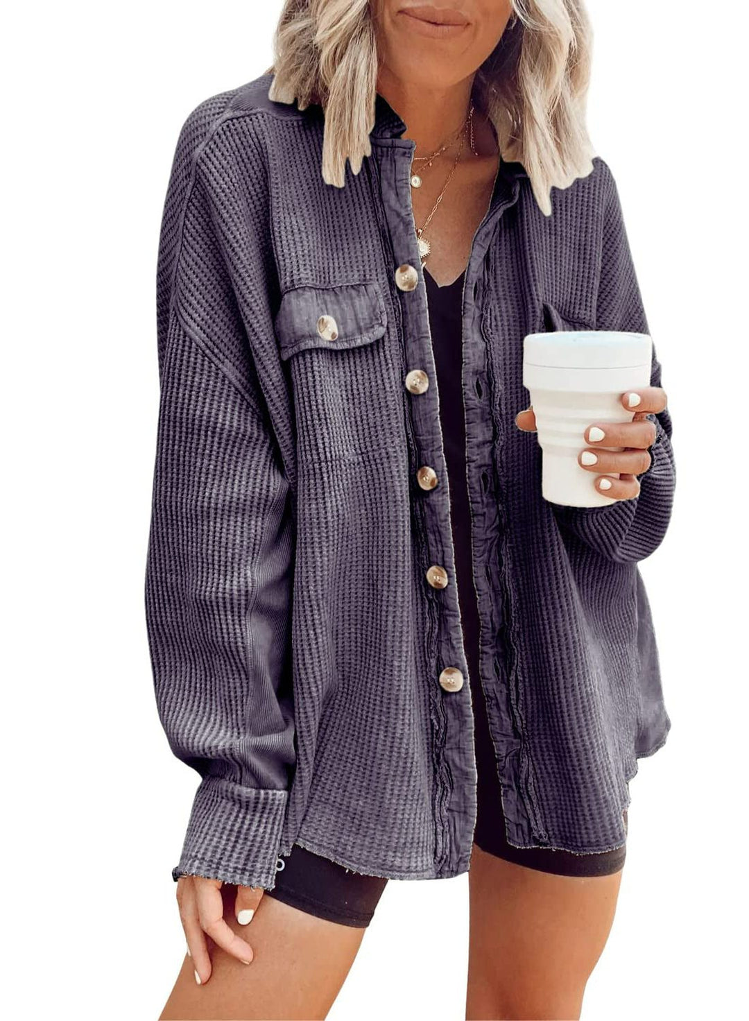Roxane | Women's Oversized Button-Down Shirt Jacket