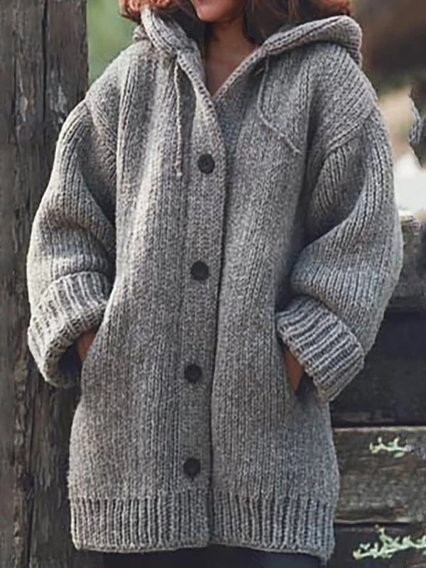 Ellinor | Women's Ribbed Knit Oversized Hooded Cardigan