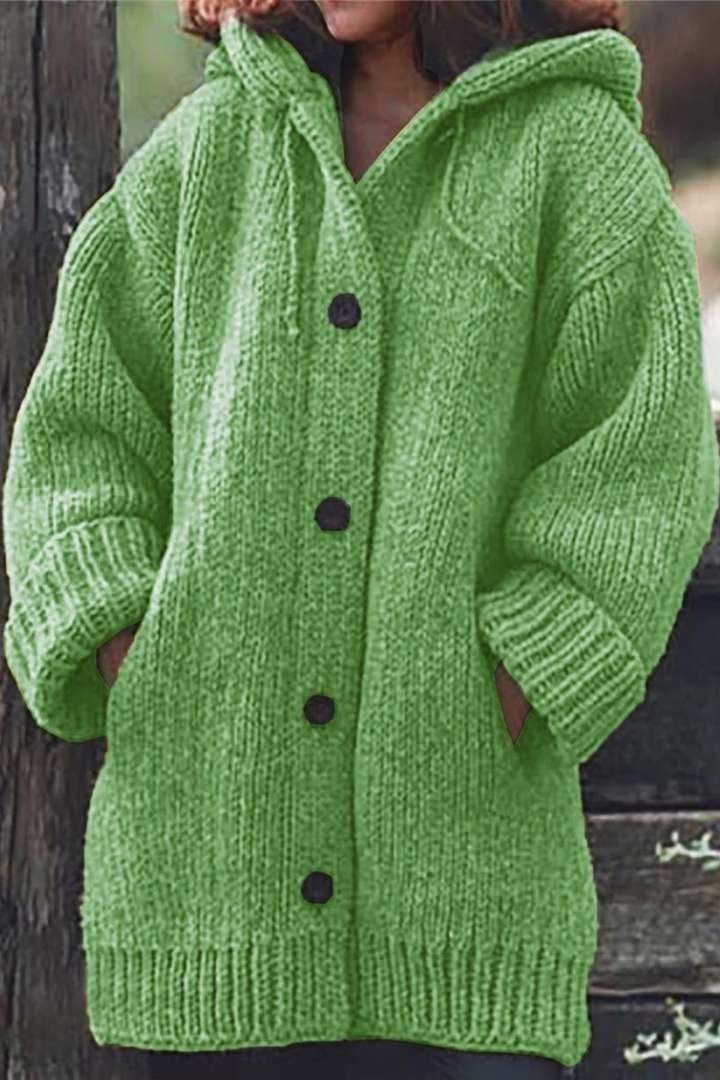 Ellinor | Women's Ribbed Knit Oversized Hooded Cardigan