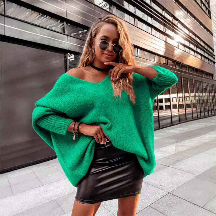 Philomene | Women's Oversized Knit Sweater with Wide Neck