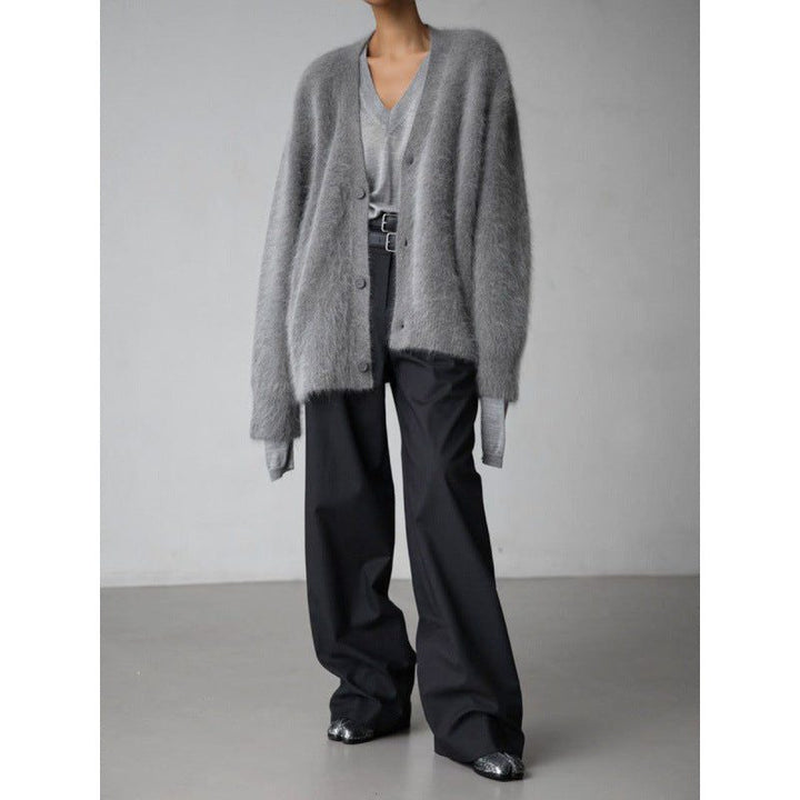 Sieglinde | Women's Oversized Mohair Cardigan with V-Neck