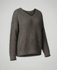 Azelma | Women's Ribbed Knit Oversized Pullover with V-Neck