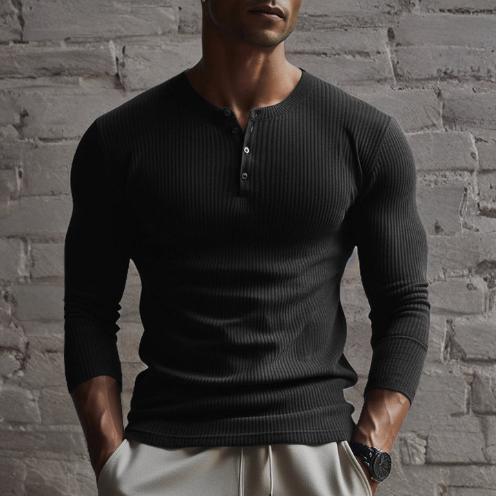 Clive | Men's Ribbed Henley Sweater