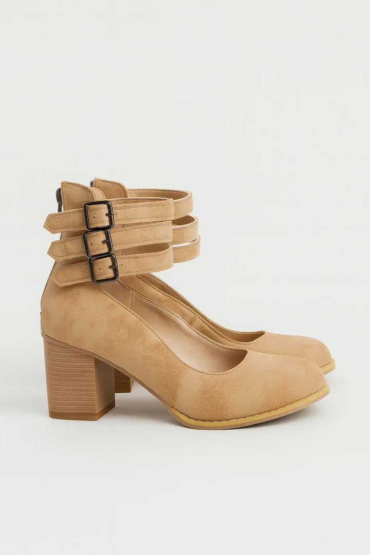 Mariella | Women's Triple-Strap Round-Toe Block Heels