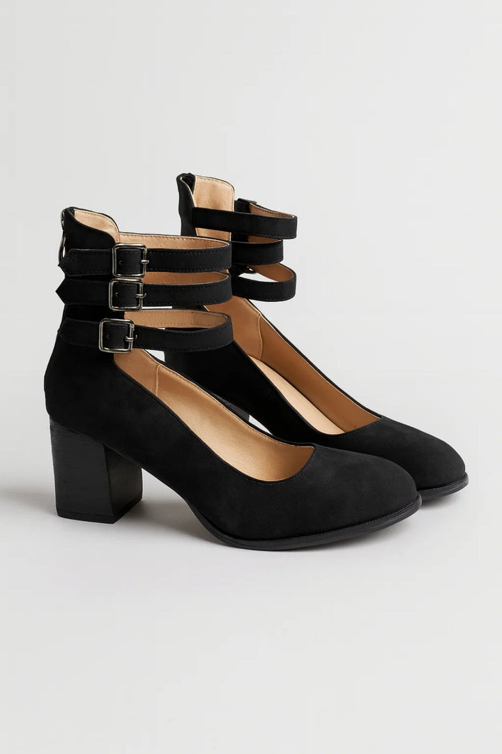 Mariella | Women's Triple-Strap Round-Toe Block Heels