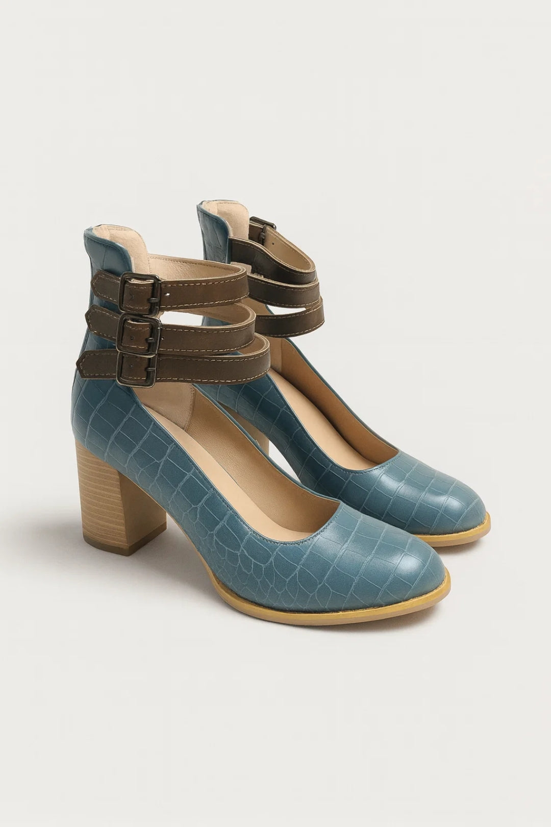 Mariella | Women's Triple-Strap Round-Toe Block Heels