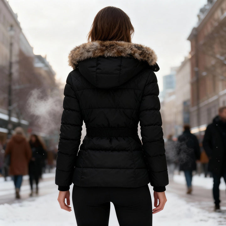 Janneke | Women's Quilted Puffer Jacket with Faux Fur Hood