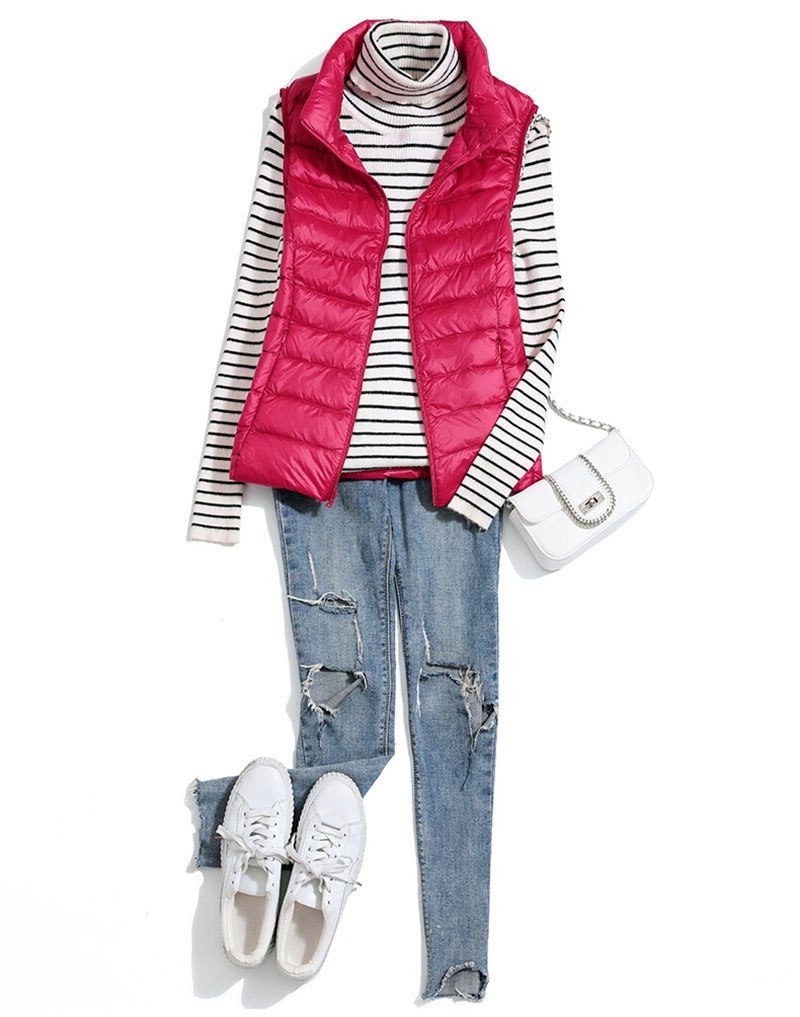 Therese | Women's Quilted Puffer Vest with Stand Collar