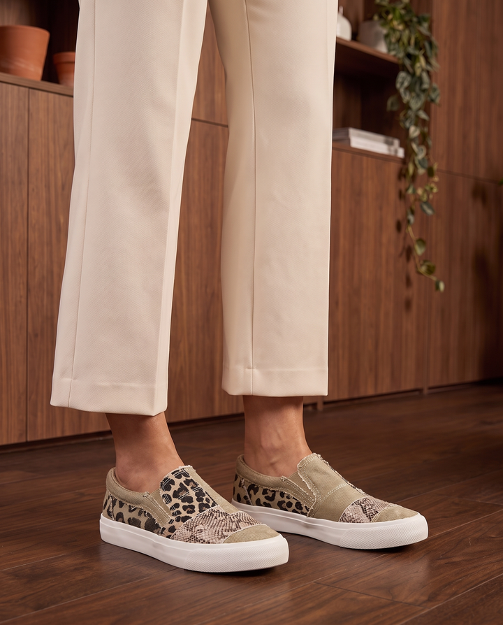 Raleigh | Women's Orthopedic Arch-Support Loafers for Walking in Khaki, front view on the foot