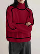 Genevieve | Women's Turtleneck Oversized Roll-Neck Jumper for Fall and Winter in Red