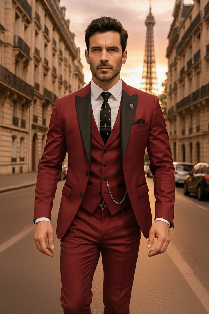 Herren-Anzug dreiteilig – Slim-Fit-Set mit Blazer, Weste & Hose für Hochzeit & Business