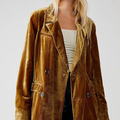 Dietlinde | Women's Relaxed Velvet Blazer with Long Sleeves