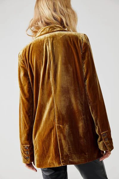 Dietlinde | Women's Relaxed Velvet Blazer with Long Sleeves