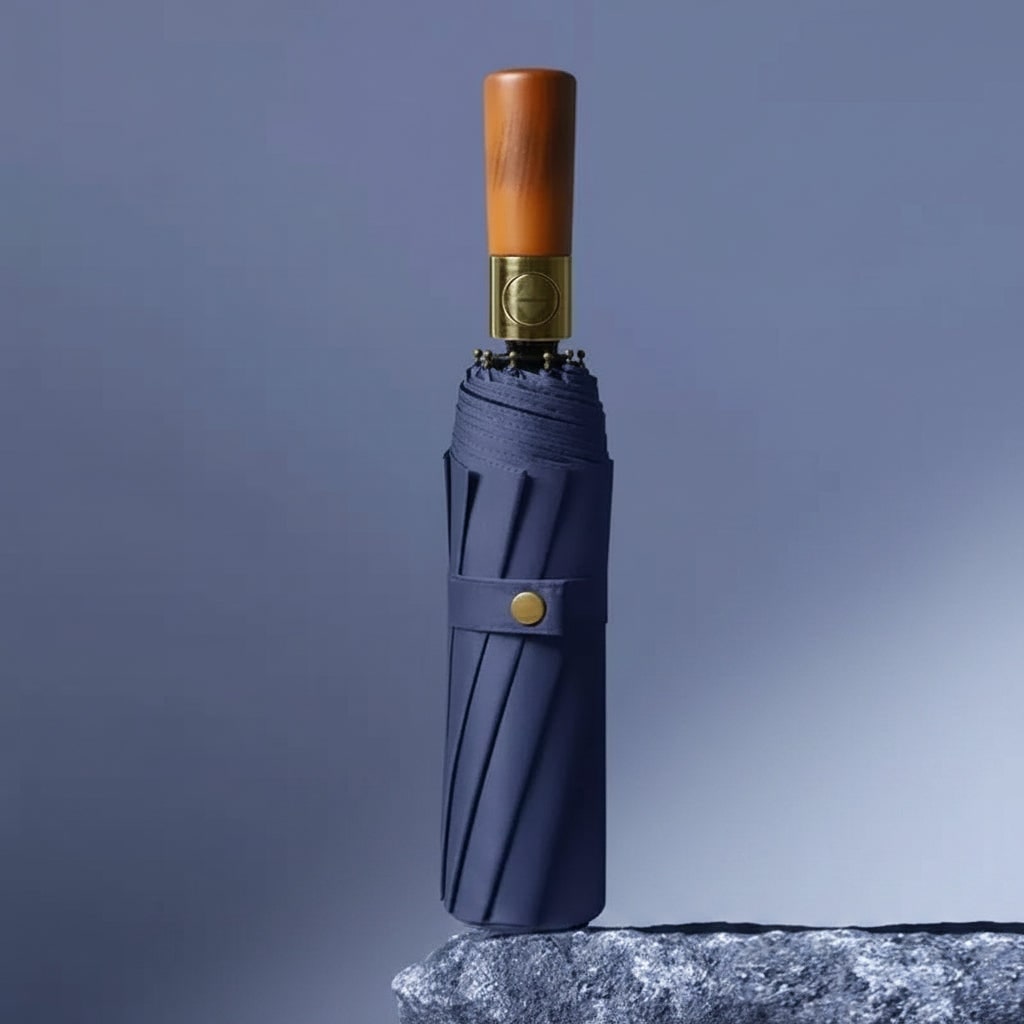 Karlijn Windproof Folding Umbrella with Wooden Handle - image 1