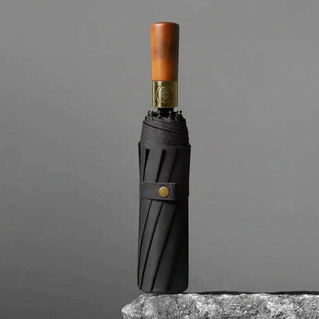 Karlijn Windproof Folding Umbrella with Wooden Handle - image 2