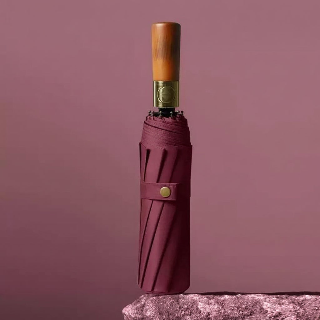 Karlijn Windproof Folding Umbrella with Wooden Handle - image 3