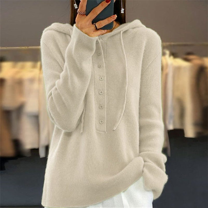 Raffaella | Women's Ribbed Knit Button-Up Hoodie