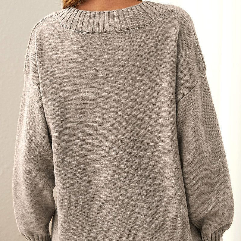 Loredana | Women's Ribbed Knit Pullover with V-Neck