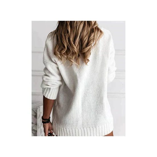 Loredana | Women's Ribbed Knit Pullover with V-Neck