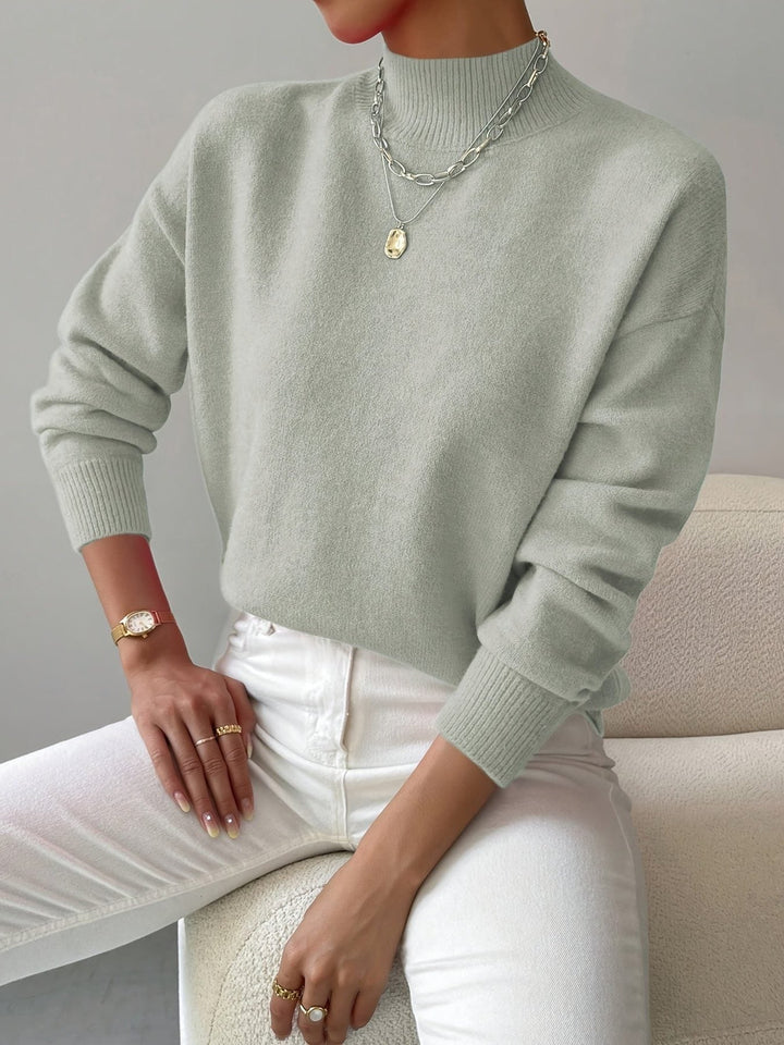 Coralinde | Women's Ribbed Knit Sweater with Roll Neck