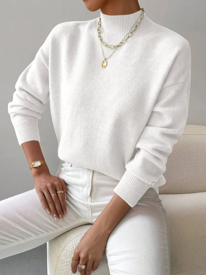 Coralinde | Women's Ribbed Knit Sweater with Roll Neck