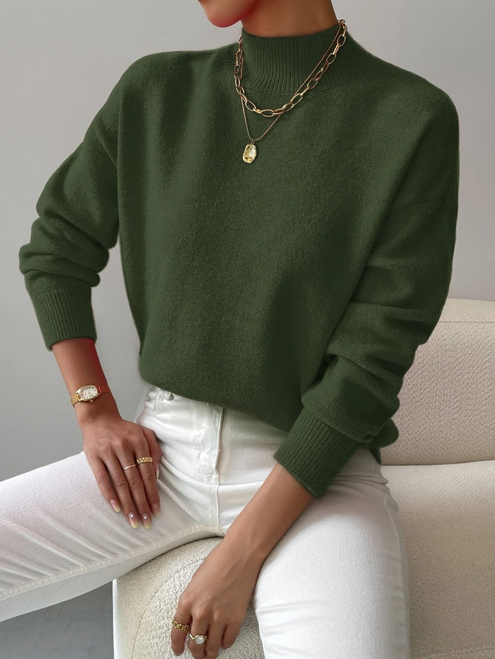 Coralinde | Women's Ribbed Knit Sweater with Roll Neck