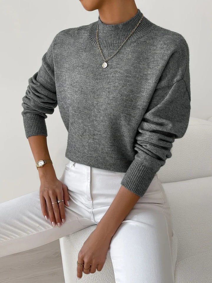Coralinde | Women's Ribbed Knit Sweater with Roll Neck