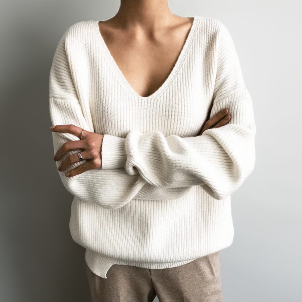 Maiken | Women's Ribbed Knit Sweater with V-Neck