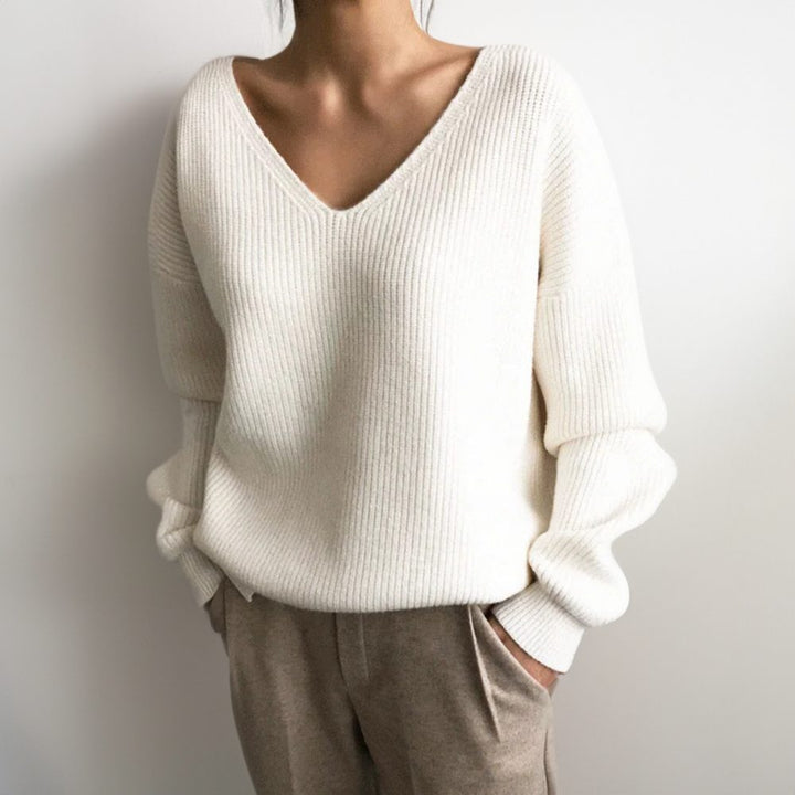 Maiken | Women's Ribbed Knit Sweater with V-Neck
