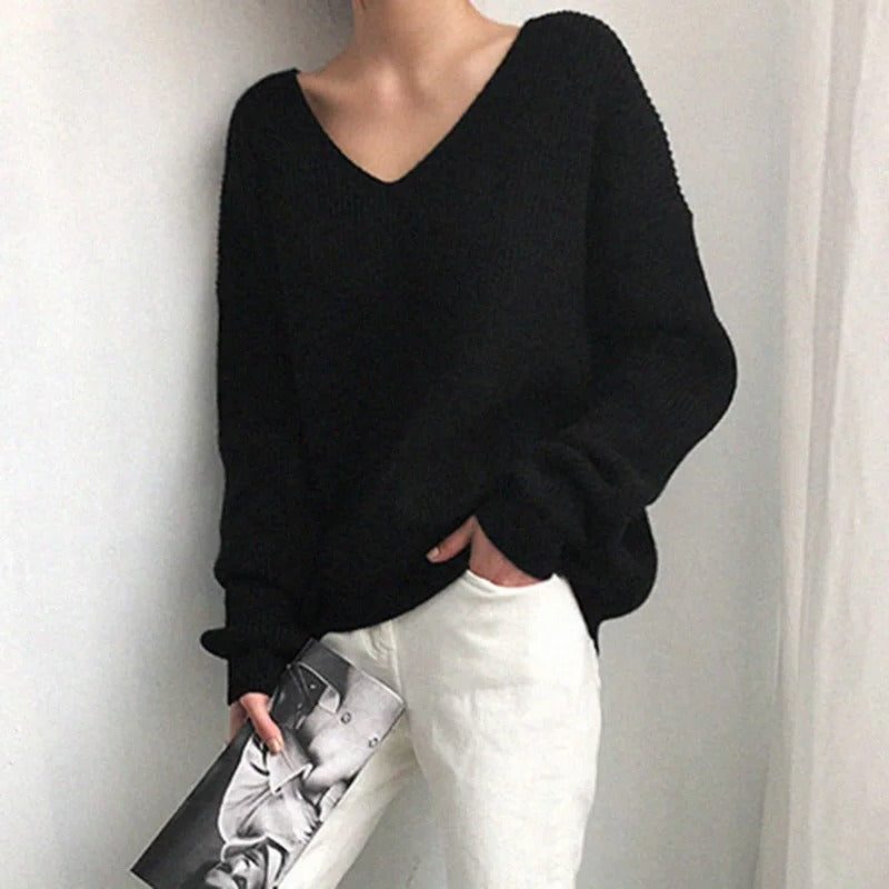 Maiken | Women's Ribbed Knit Sweater with V-Neck