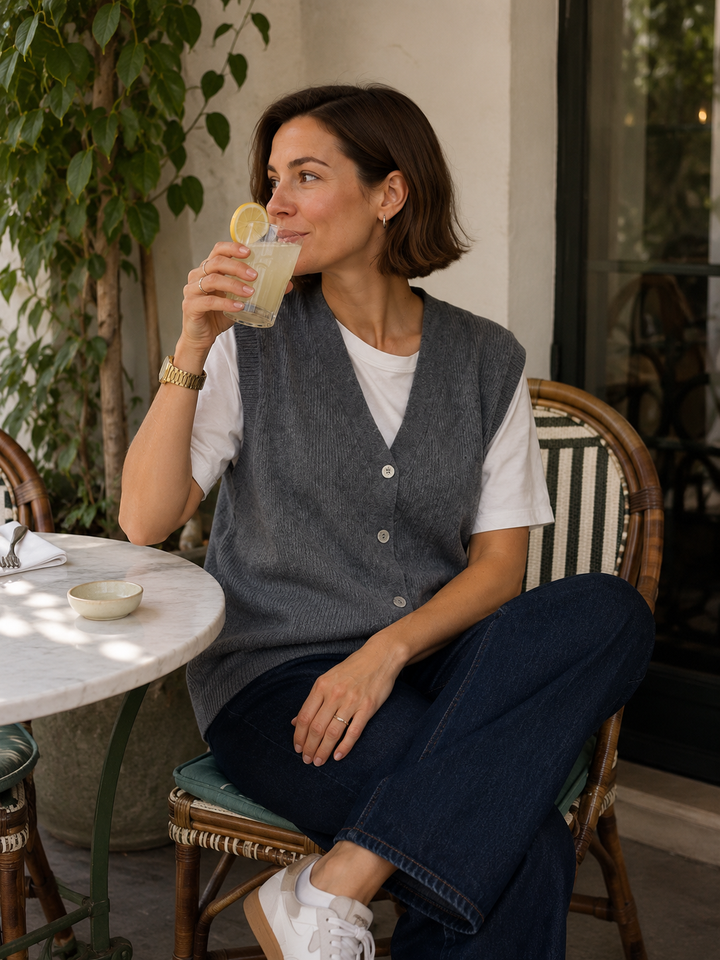 Kaatje | Women's Ribbed Knit Vest with Button-Down