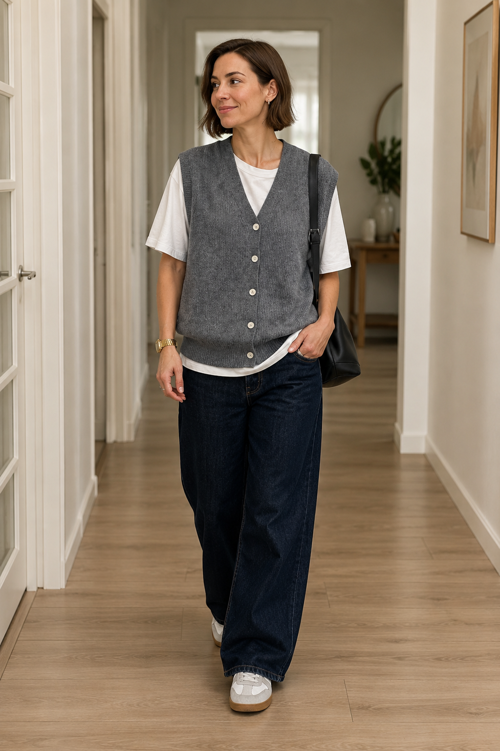 Kaatje | Women's Ribbed Knit Vest with Button-Down