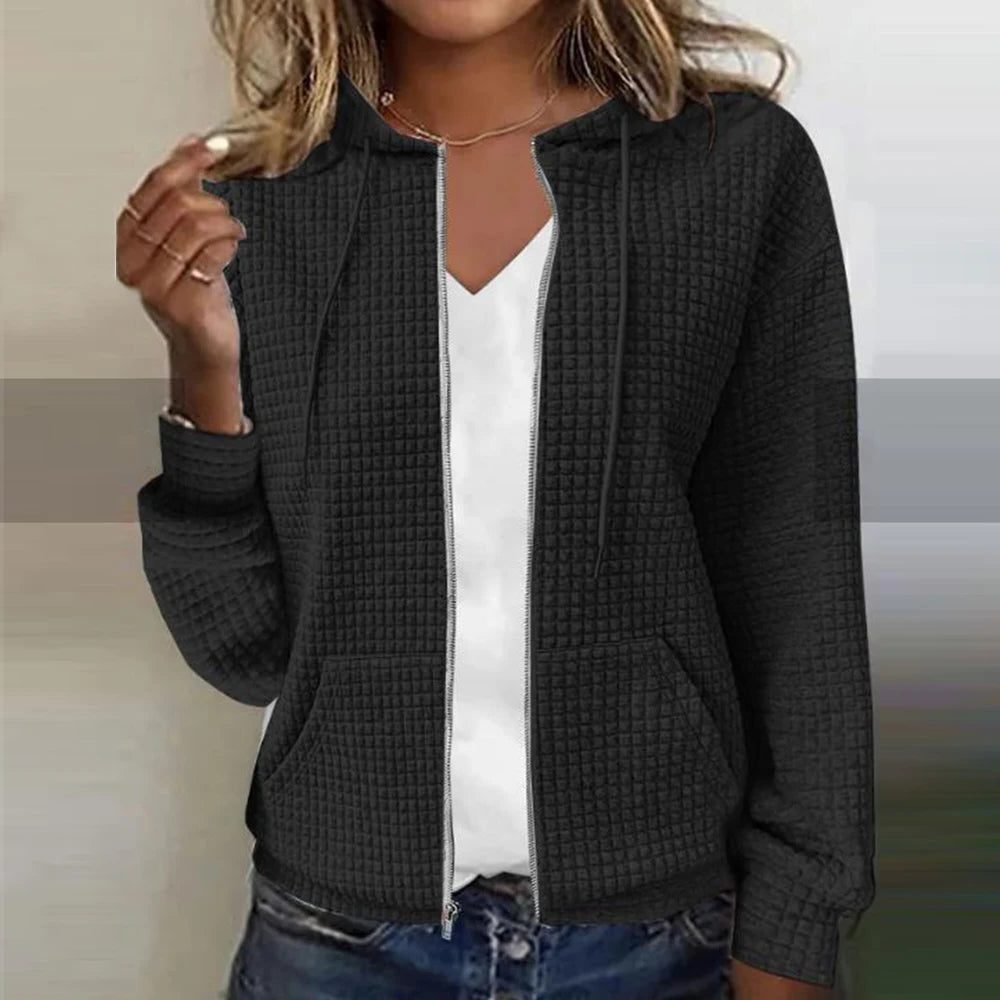 Alma | Women's Ribbed Knit Zip-Up Hoodie
