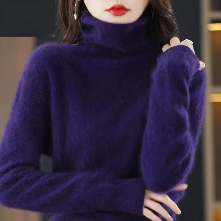 Avelien | Women's Fluffy Knit Roll Neck Jumper
