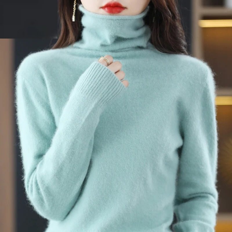 Avelien | Women's Fluffy Knit Roll Neck Jumper