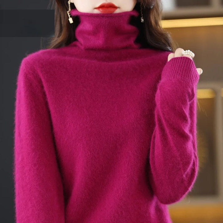 Avelien | Women's Fluffy Knit Roll Neck Jumper