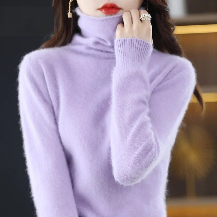 Avelien | Women's Fluffy Knit Roll Neck Jumper