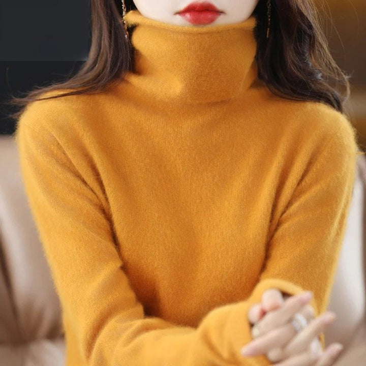Avelien | Women's Fluffy Knit Roll Neck Jumper