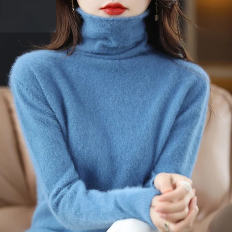 Avelien | Women's Fluffy Knit Roll Neck Jumper